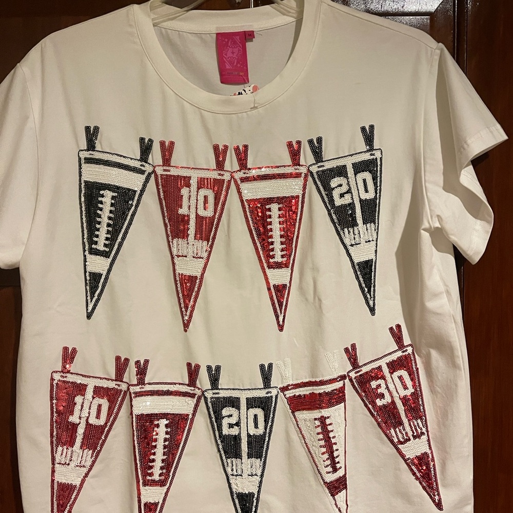 New Queen of Sparkles.  Women’s Graphic Tee with Football Pennants